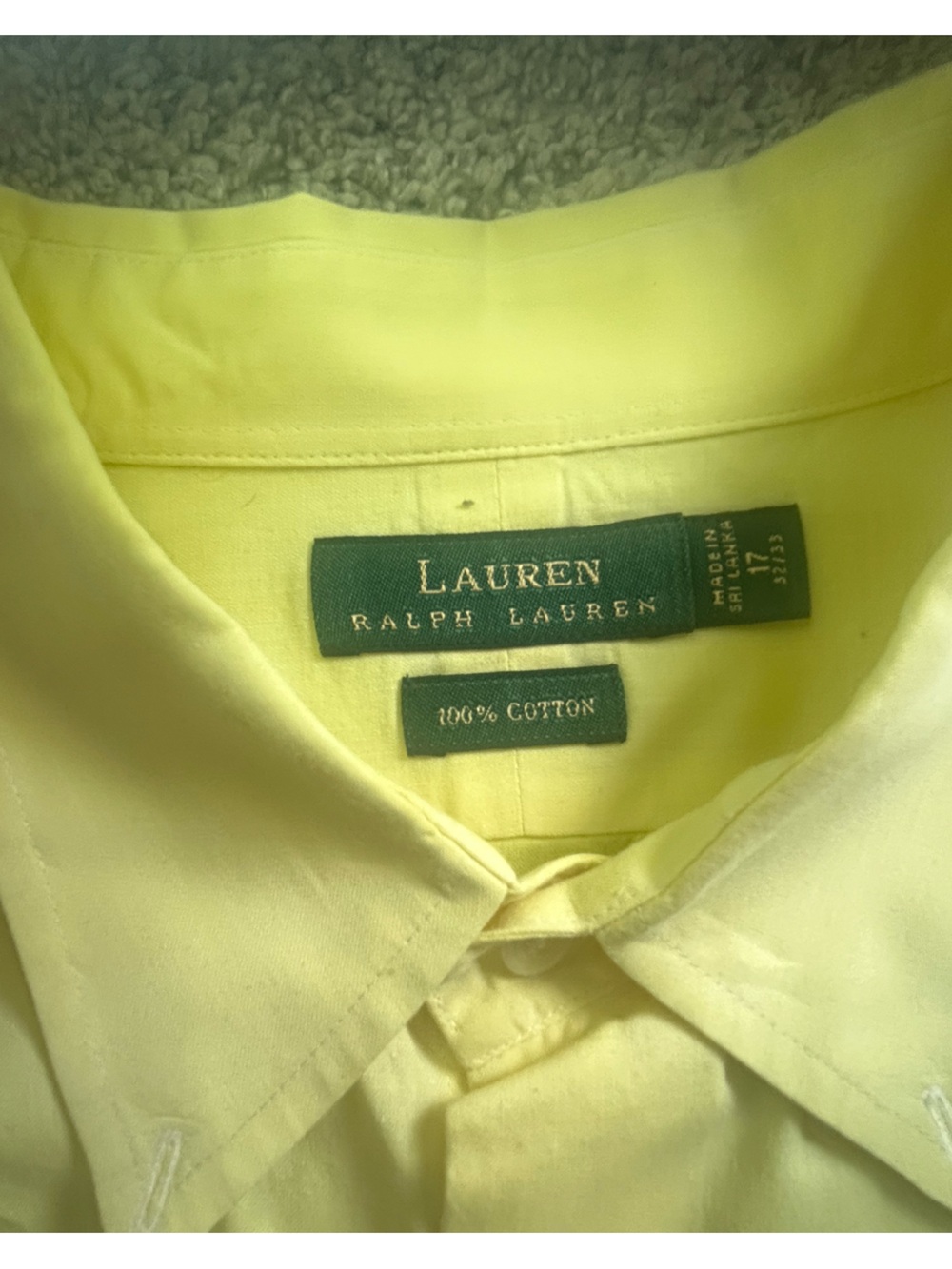 Lauren Ralph Lauren Men's Yellow Button Down Shirt - Size 17 32/33
